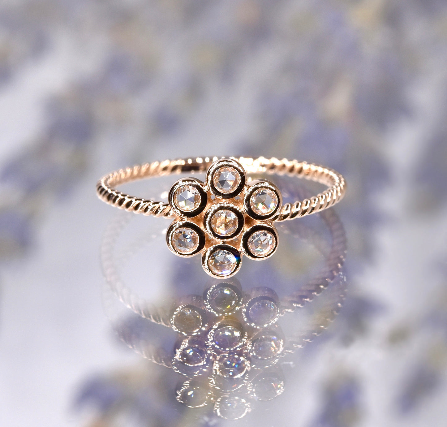 Rose-cut Diamond Cluster Ring in Rose Gold