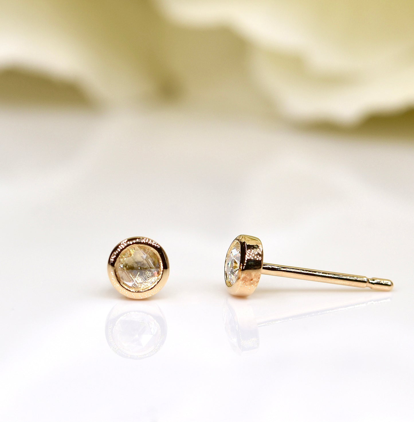 Petite Rose-cut Diamond Studs in Yellow Gold
