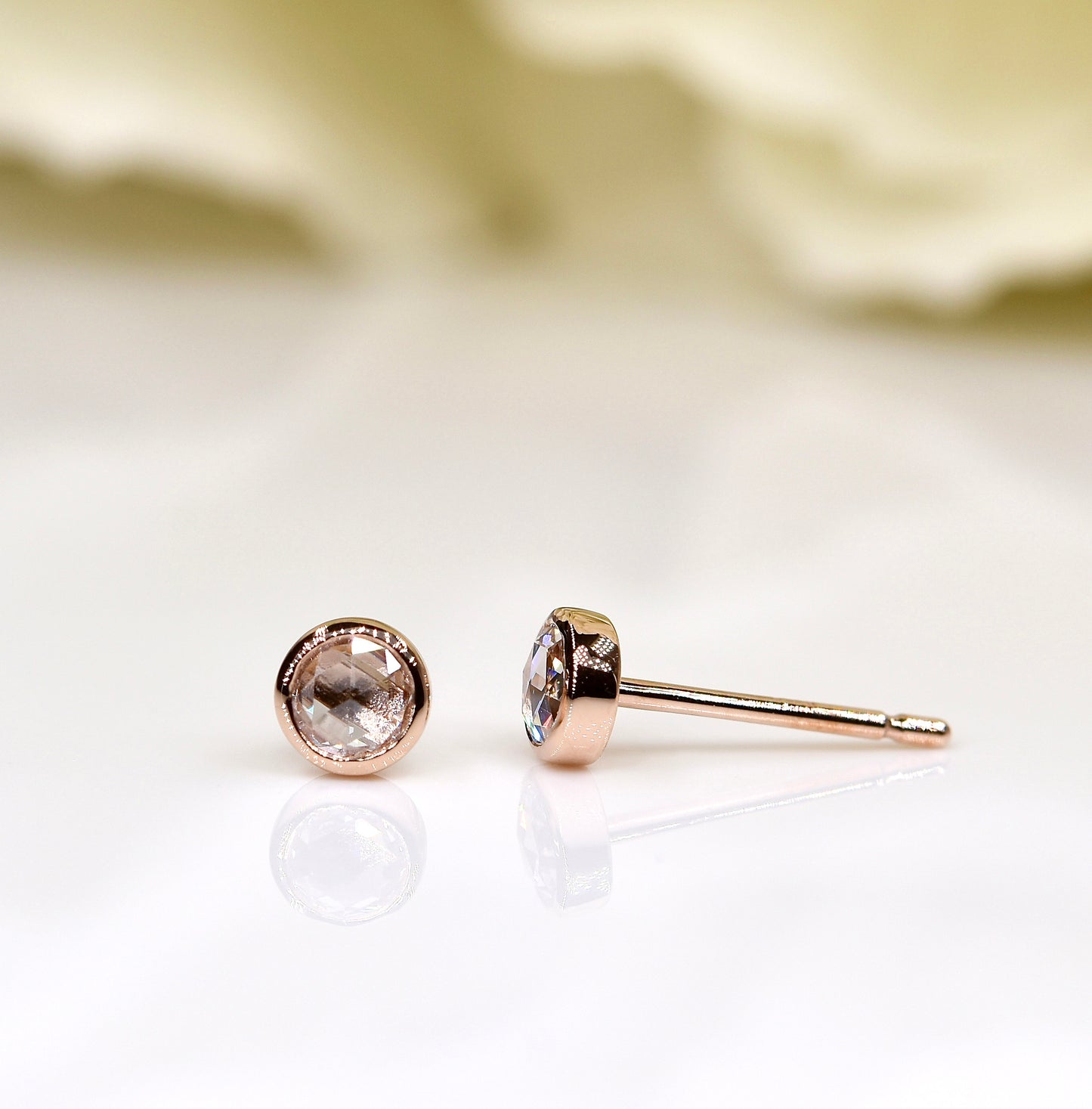 Petite Rose-cut Diamond Studs in Rose Gold