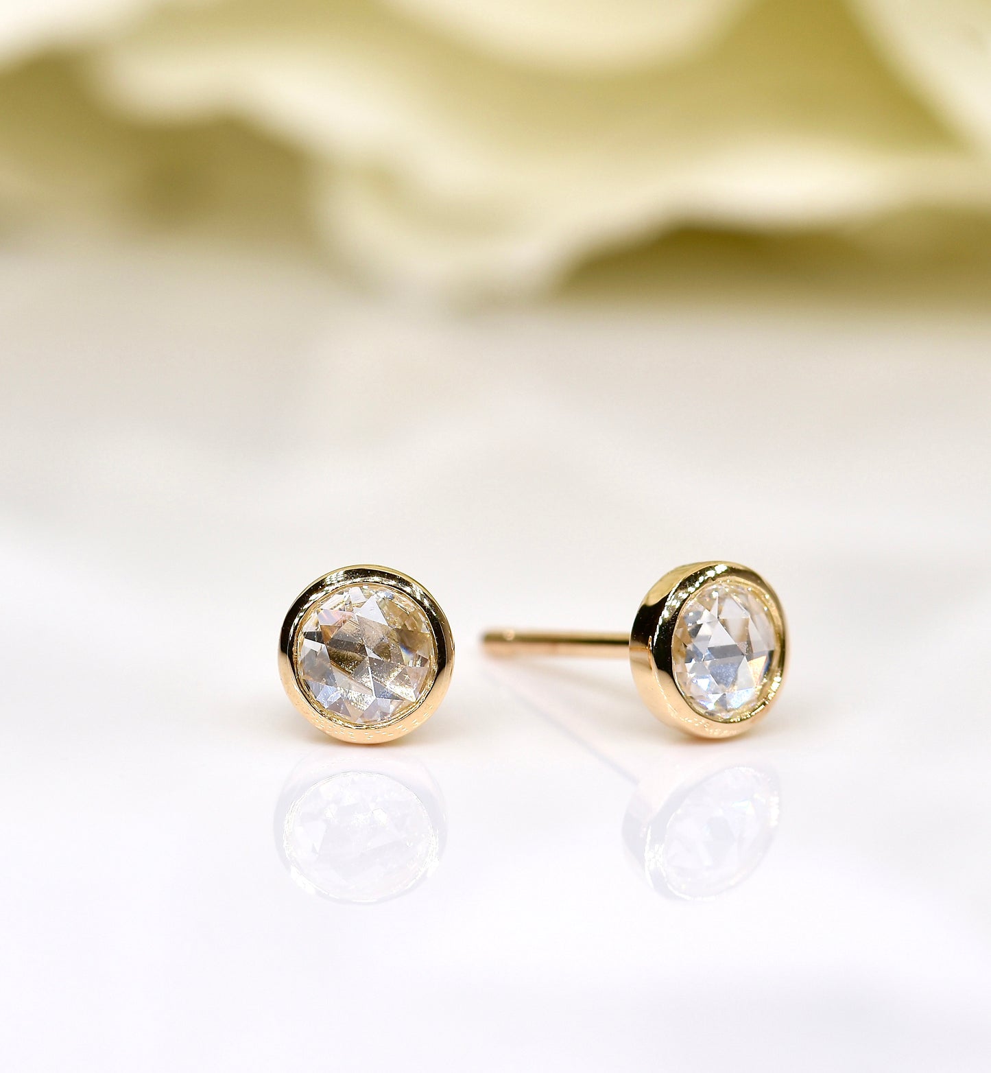 Rose-cut Diamond Studs in Yellow Gold