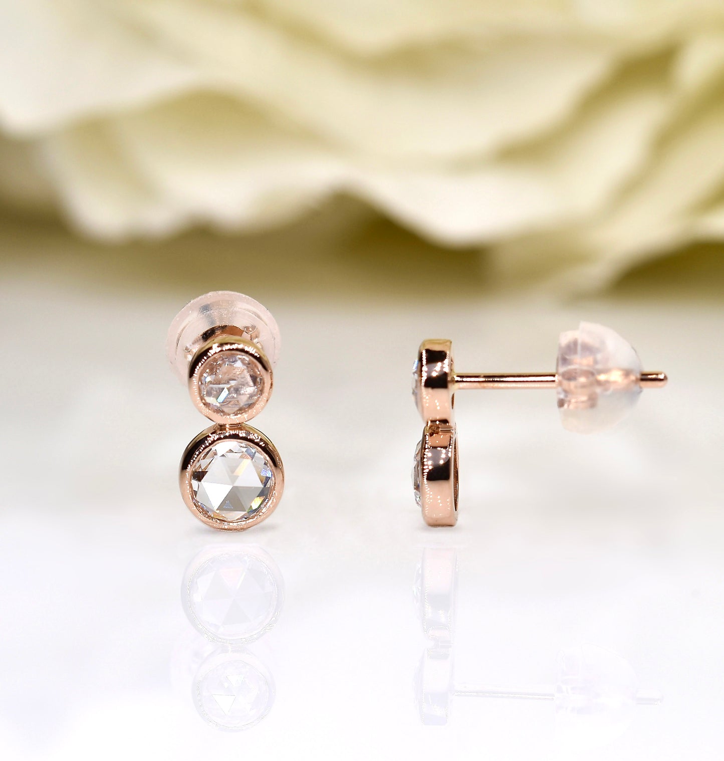 Rose-cut Diamond Earrings in Rose Gold