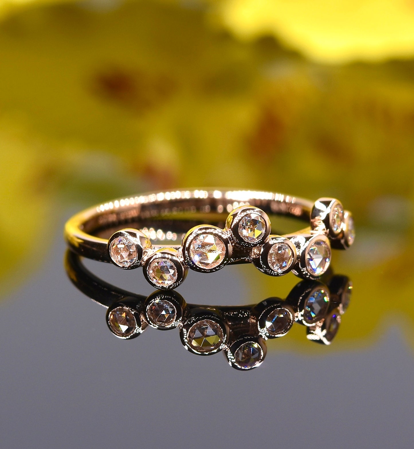 Rose-cut Diamond Cascade Ring in Rose Gold