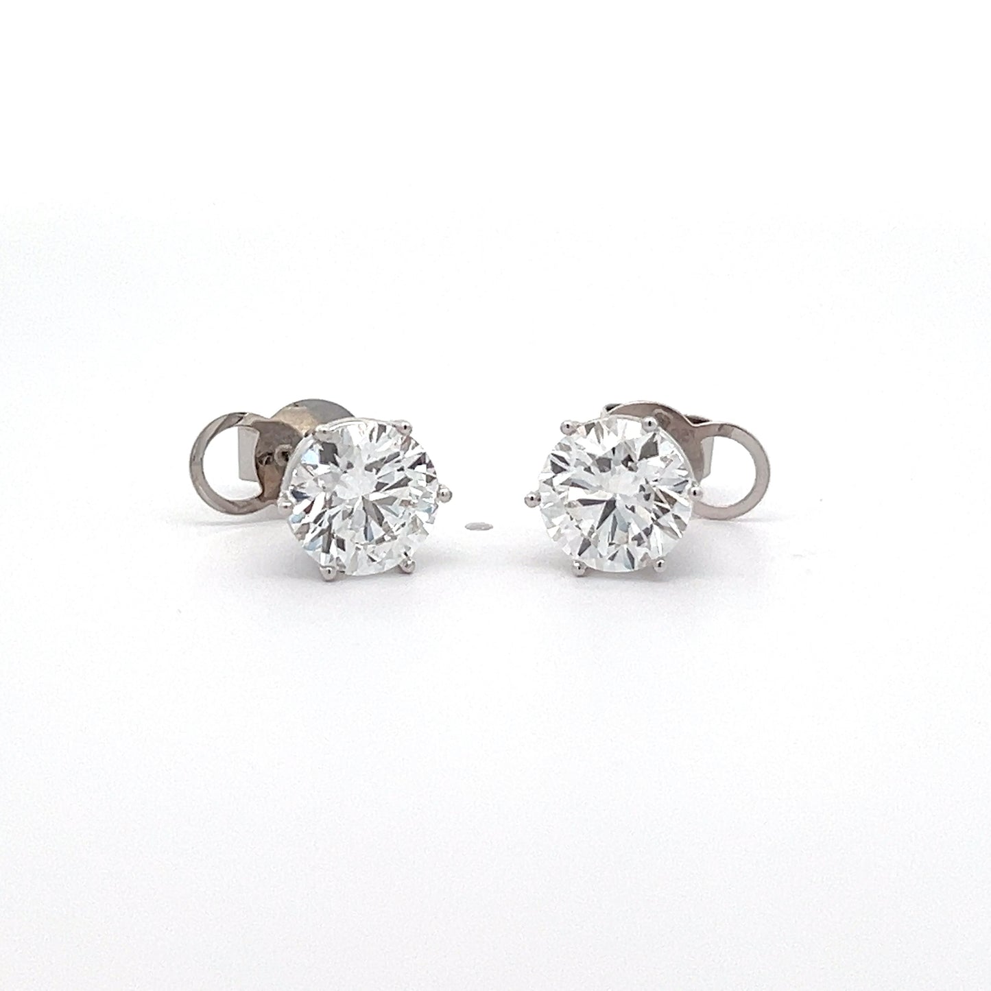 Round 4.10ct Lab-grown Diamond Studs in 18K White Gold