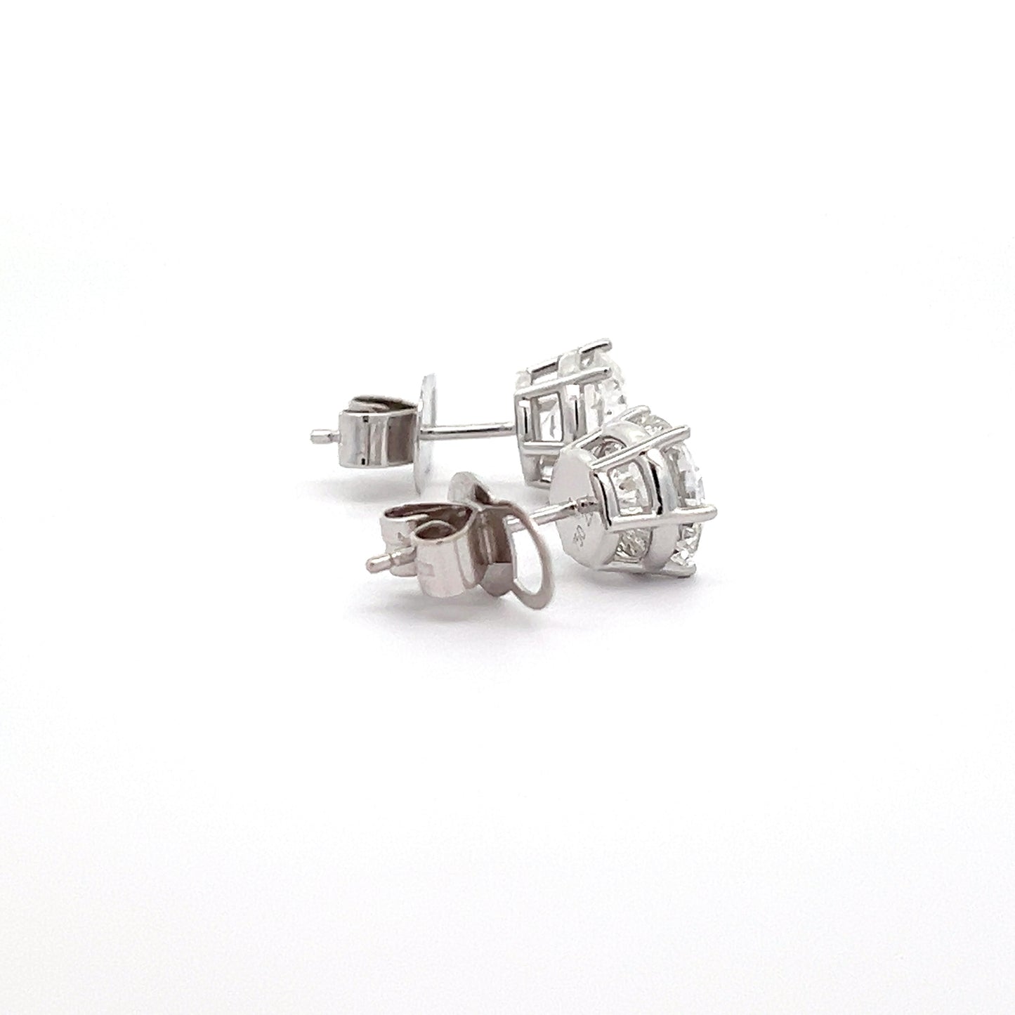 Round 4.10ct Lab-grown Diamond Studs in 18K White Gold