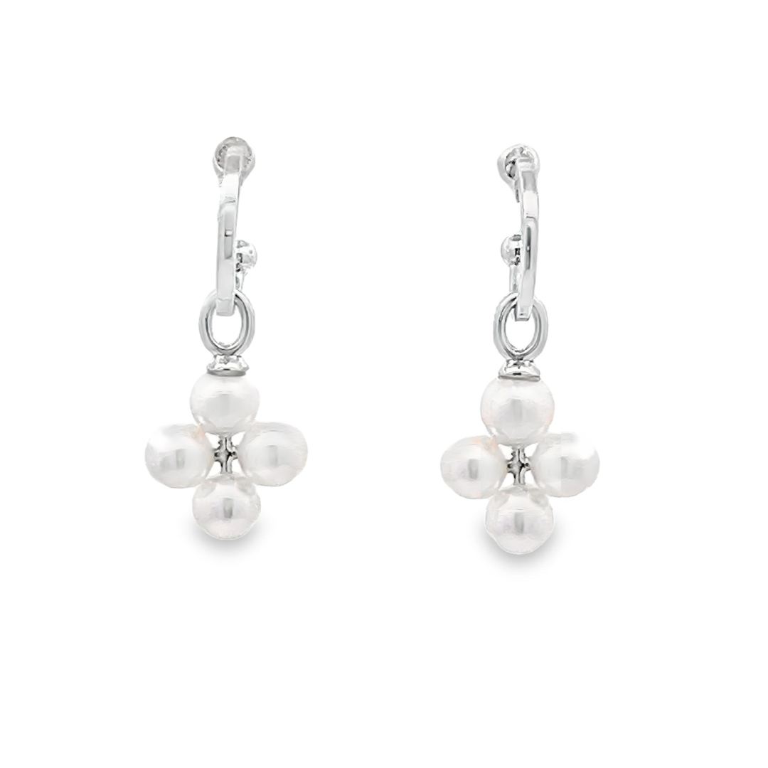 Akoya Pearl Drop Earrings with White Gold Loops