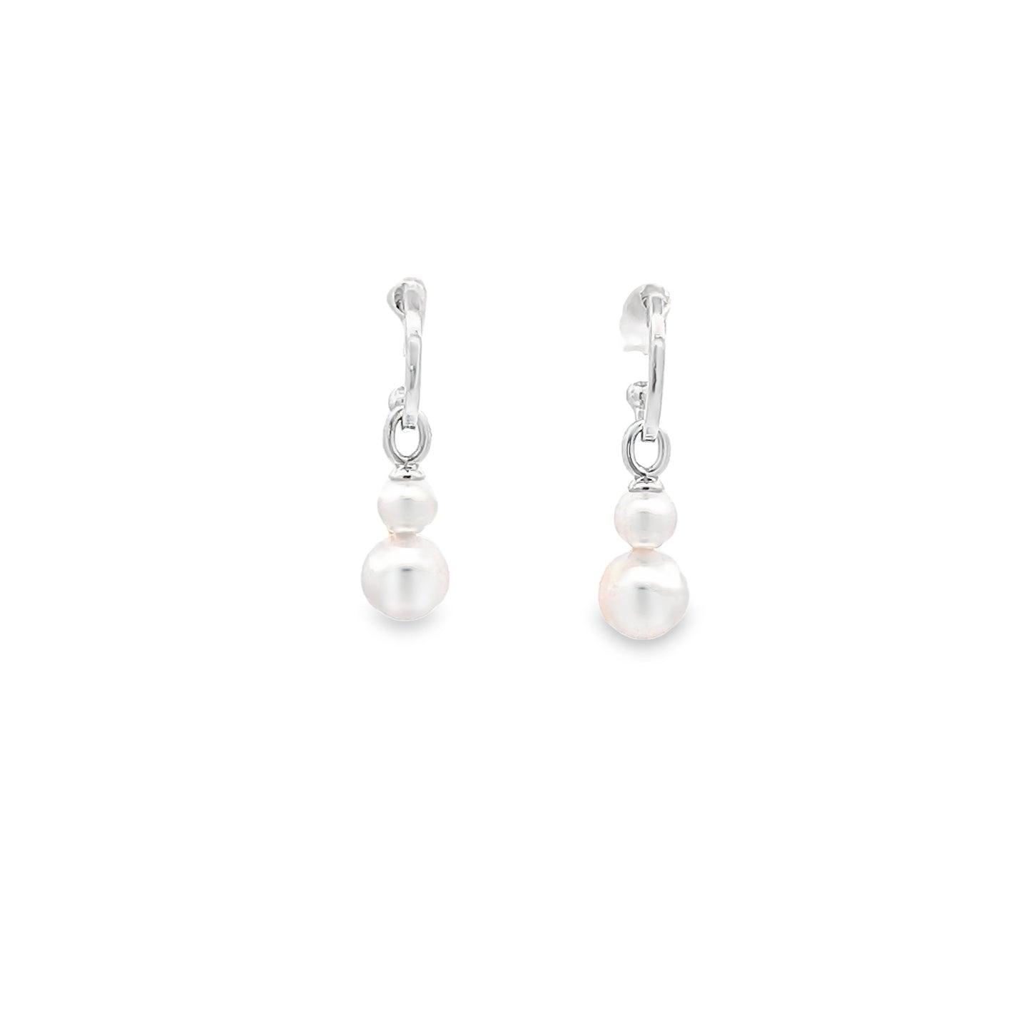 Akoya Pearl Drop Earrings with White Gold Loops
