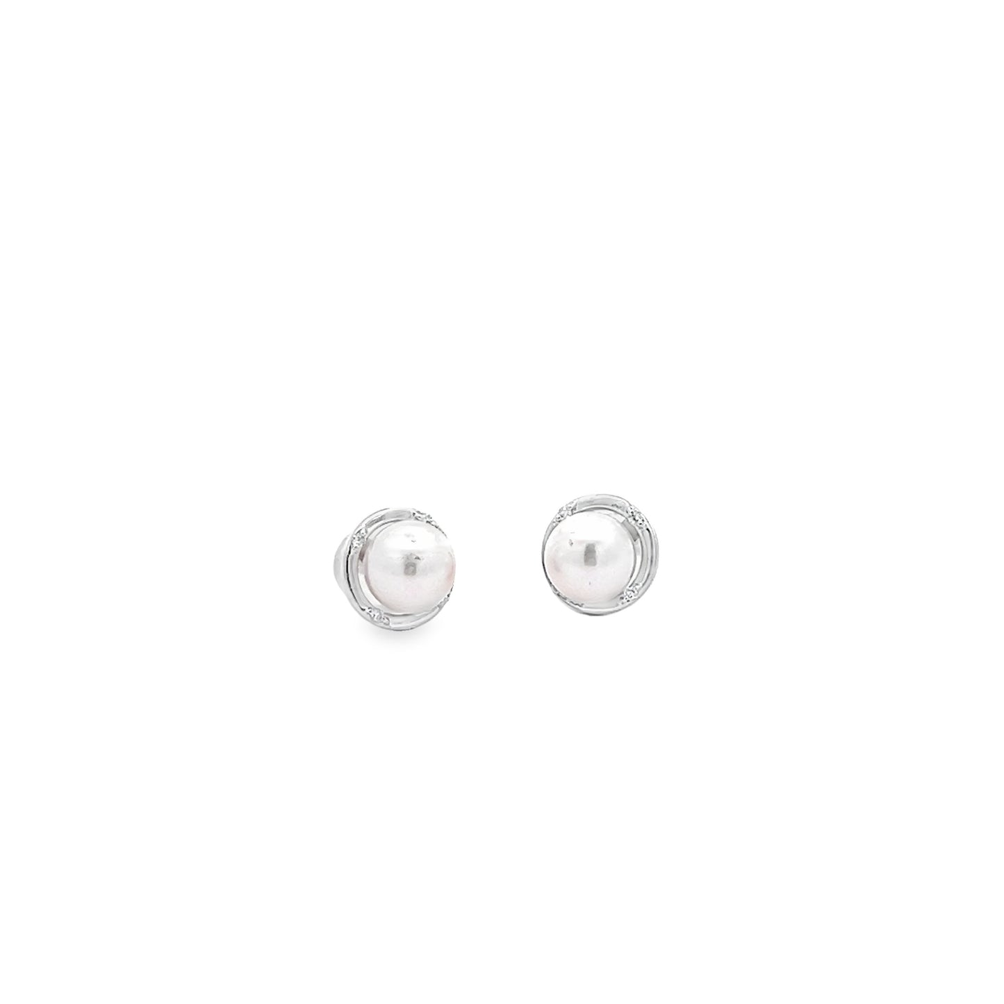 Akoya Pearl Studs with Diamond Jackets in White Gold