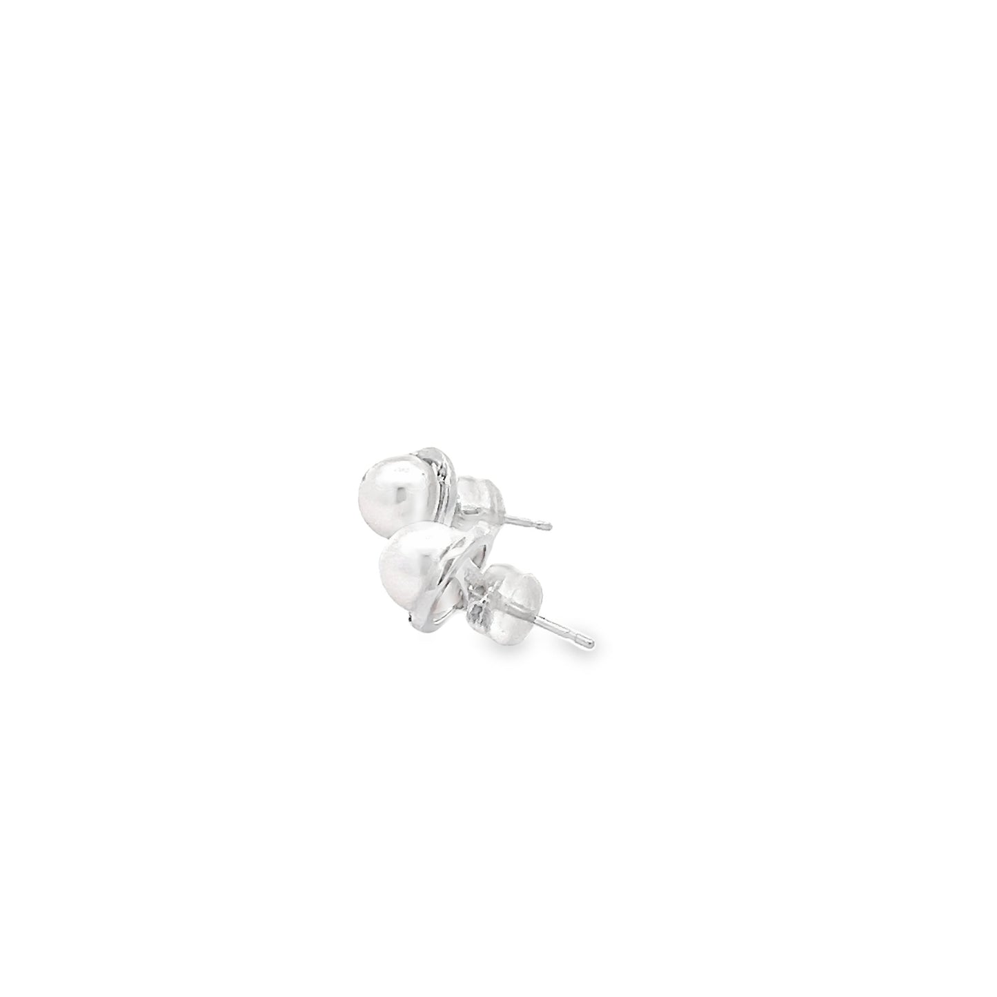 Akoya Pearl Studs with Diamond Jackets in White Gold