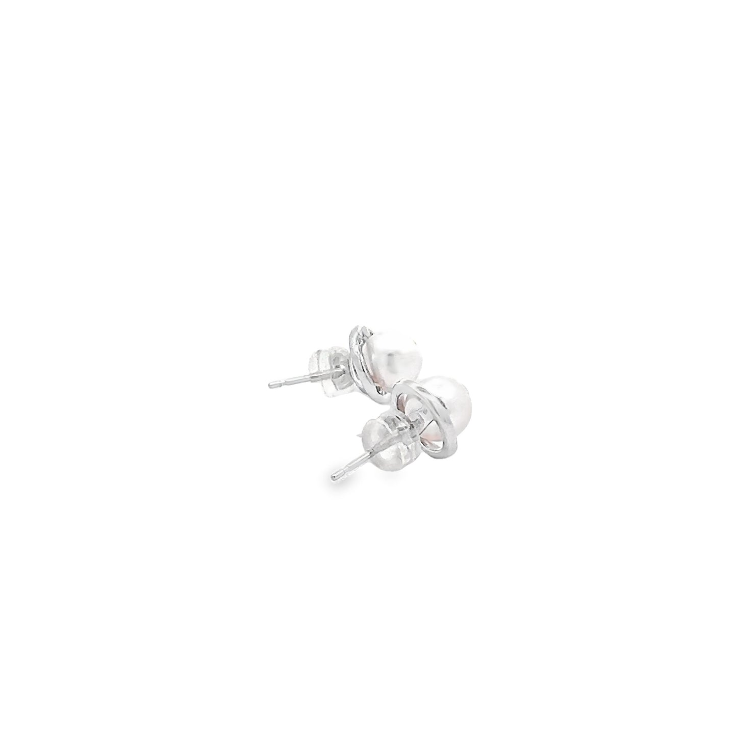 Akoya Pearl Studs with Diamond Jackets in White Gold