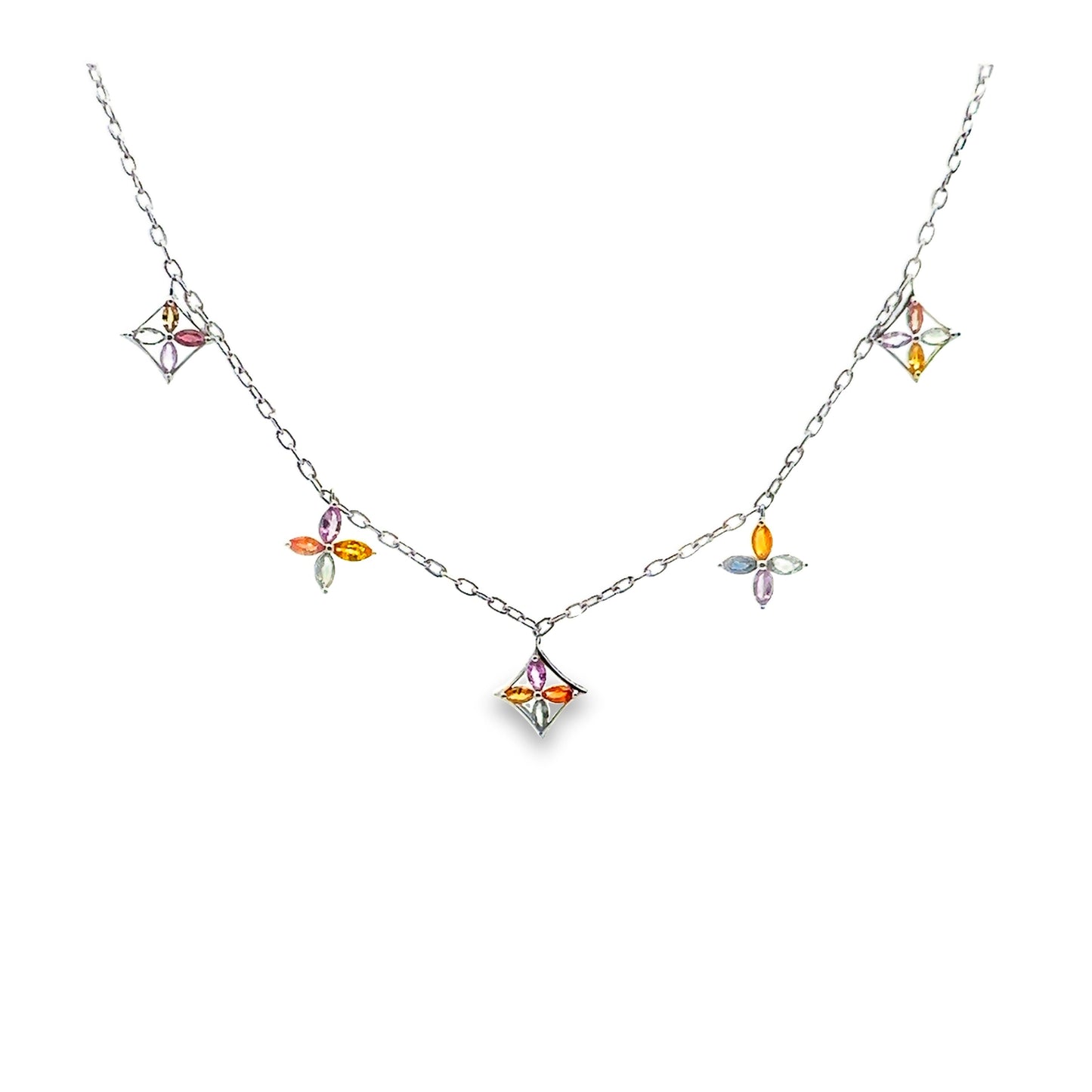 白金多色星光藍寶石項鍊