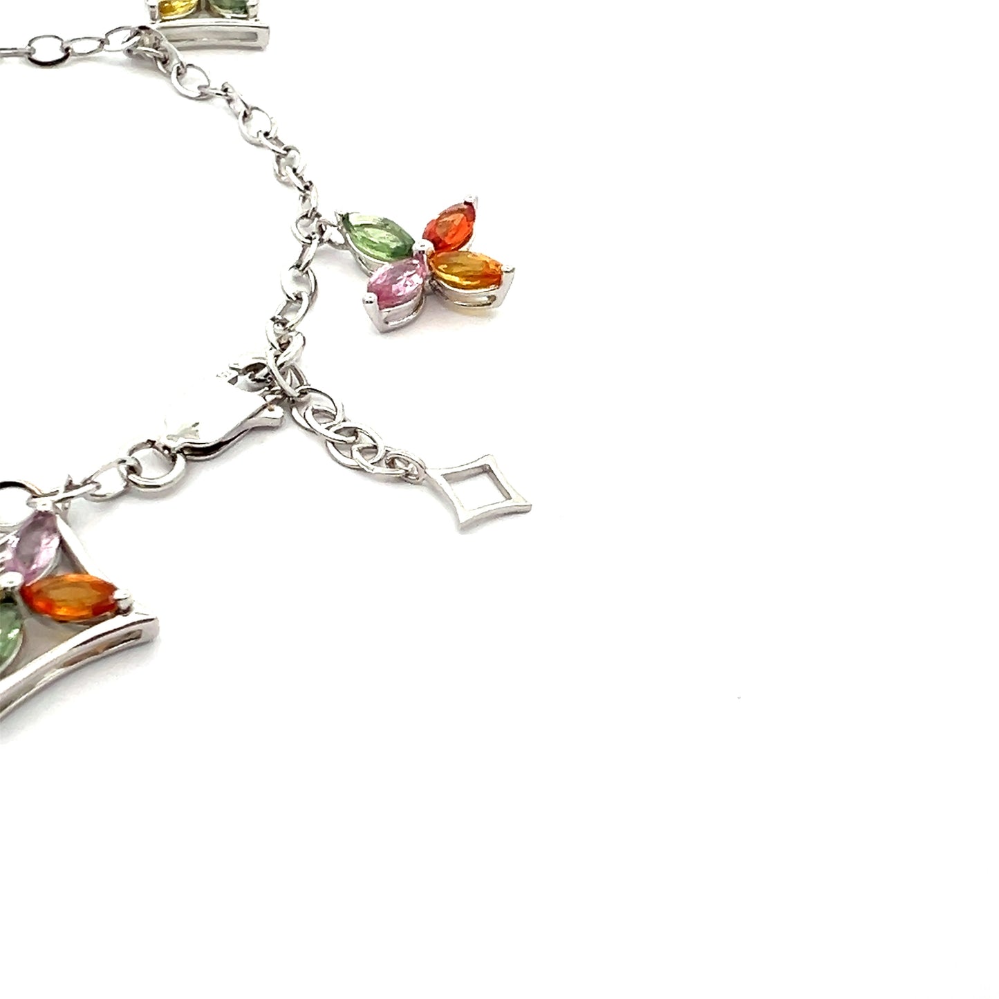 Multicolor Star Sapphire Bracelet in White Gold