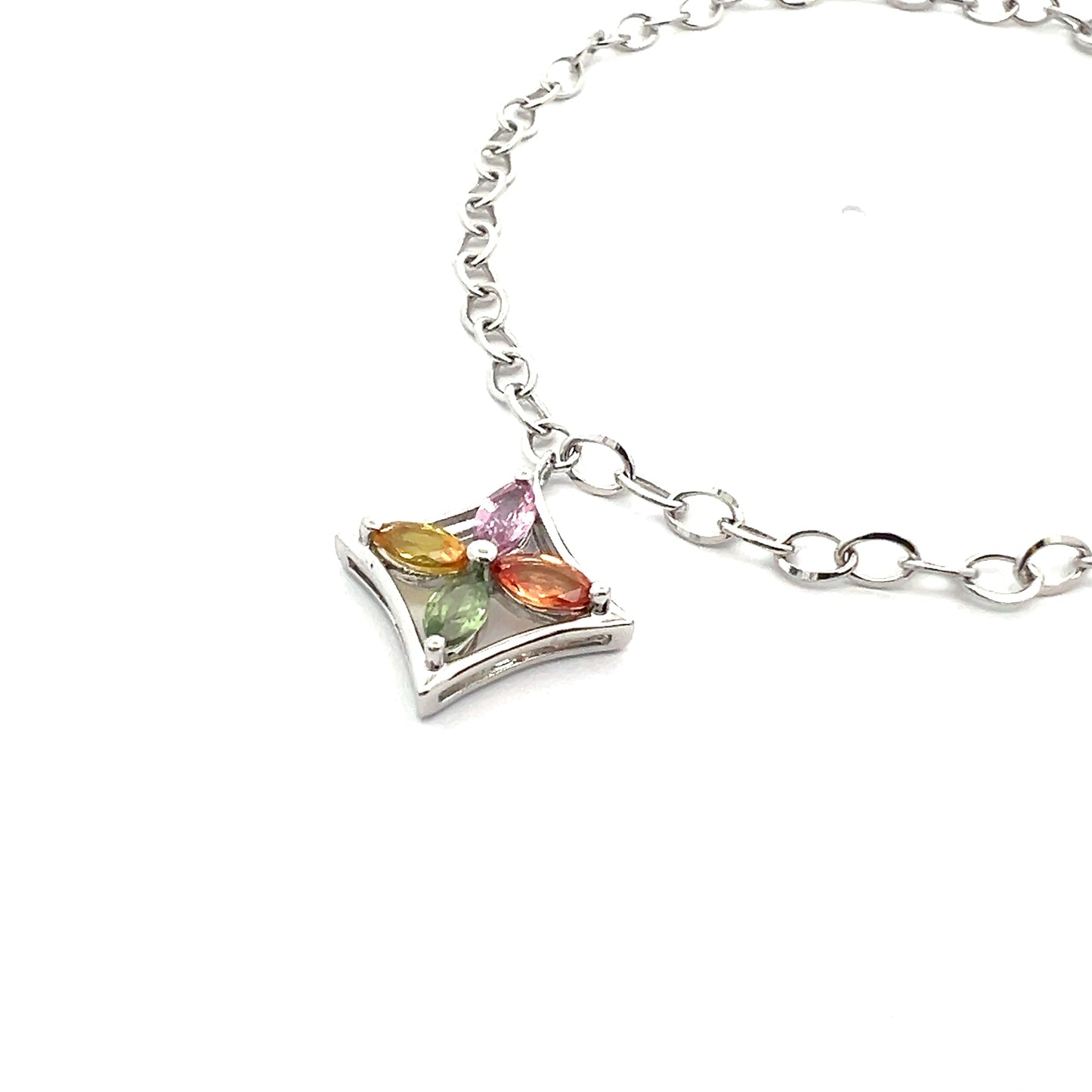 Multicolor Star Sapphire Bracelet in White Gold