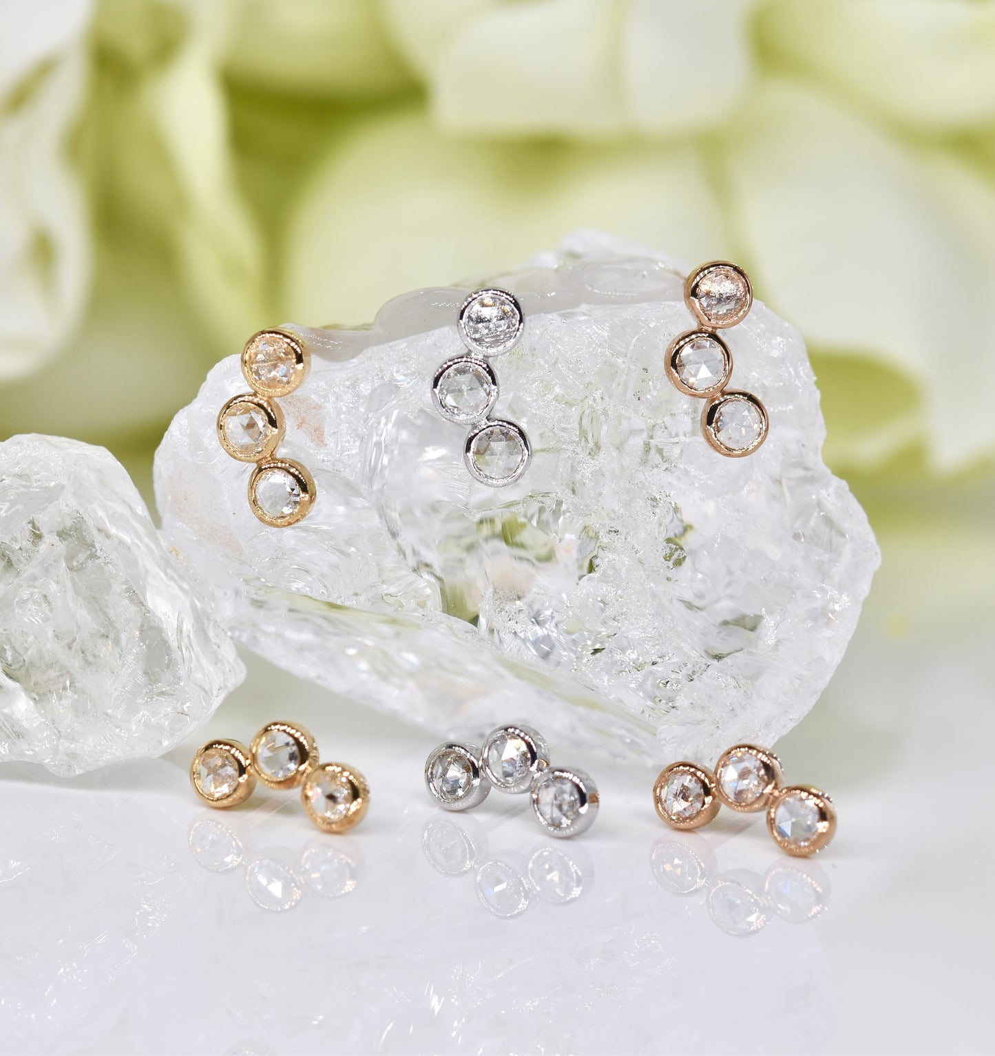 Rose-cut Diamond Earrings in Rose Gold