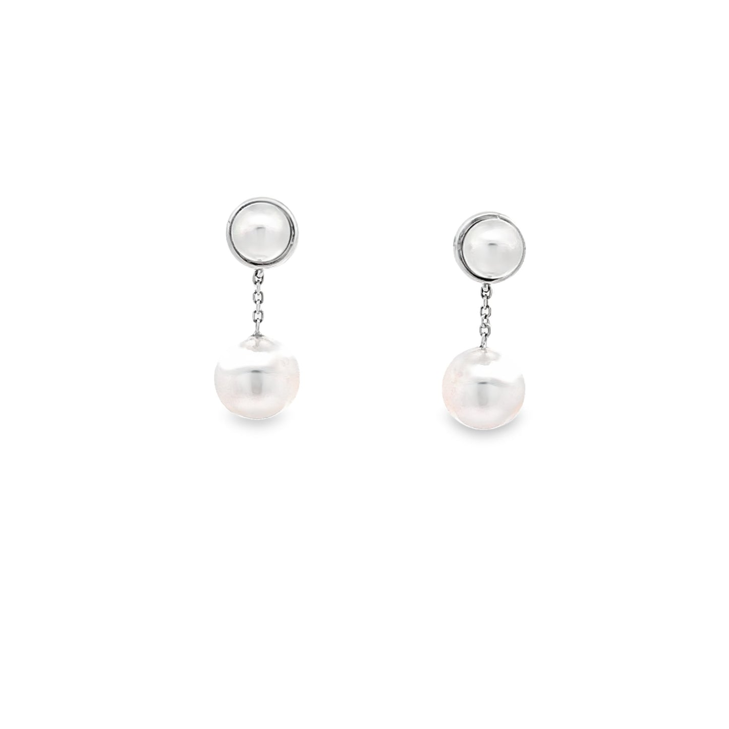 Akoya Pearl Studs with Detachable Pearl Drops in White Gold