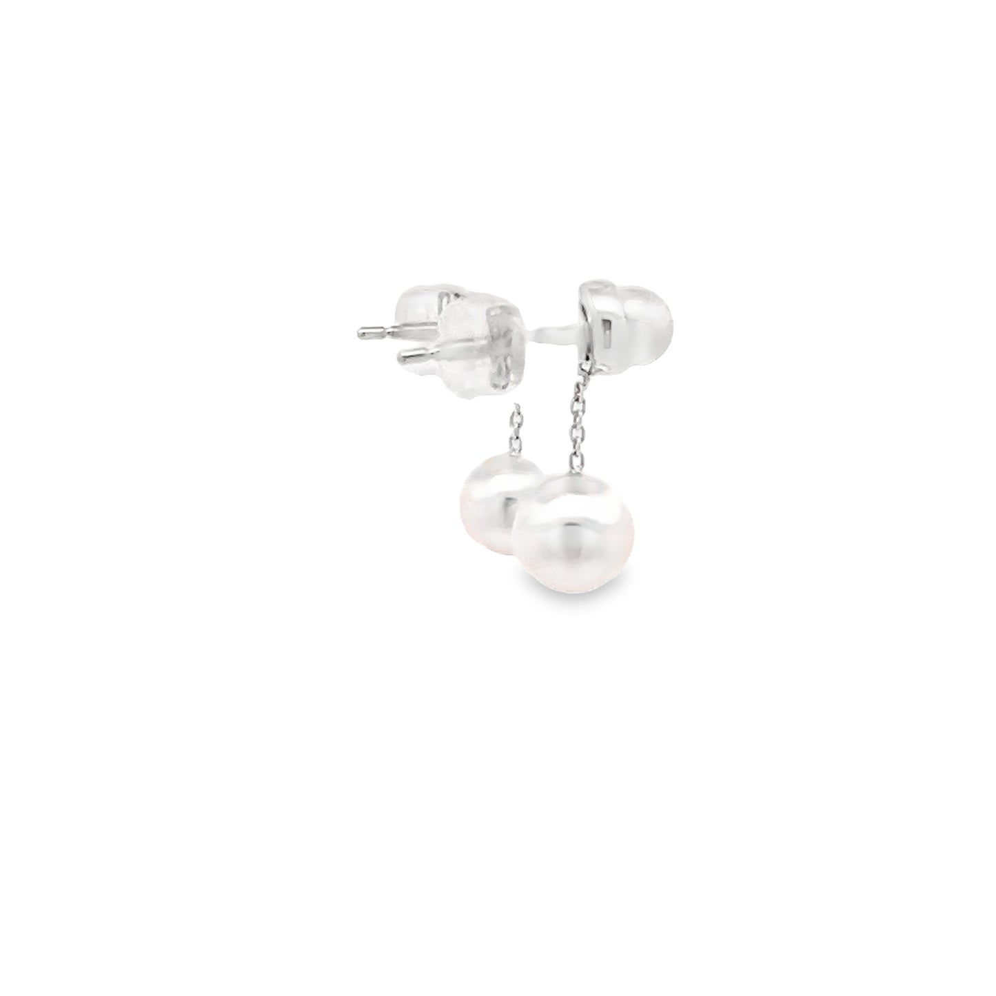 Akoya Pearl Studs with Detachable Pearl Drops in White Gold