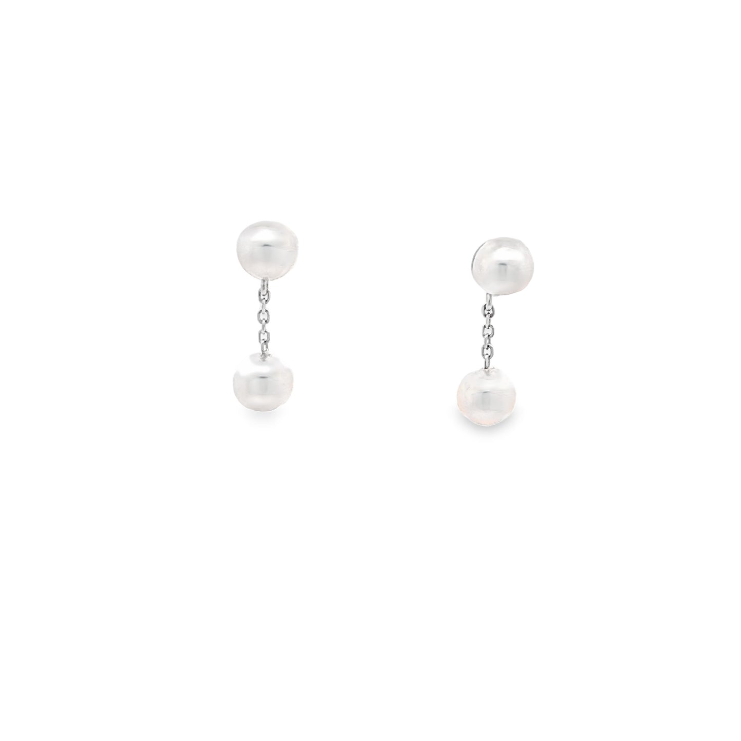 Akoya Pearl Studs with Detachable Pearl Drops in White Gold