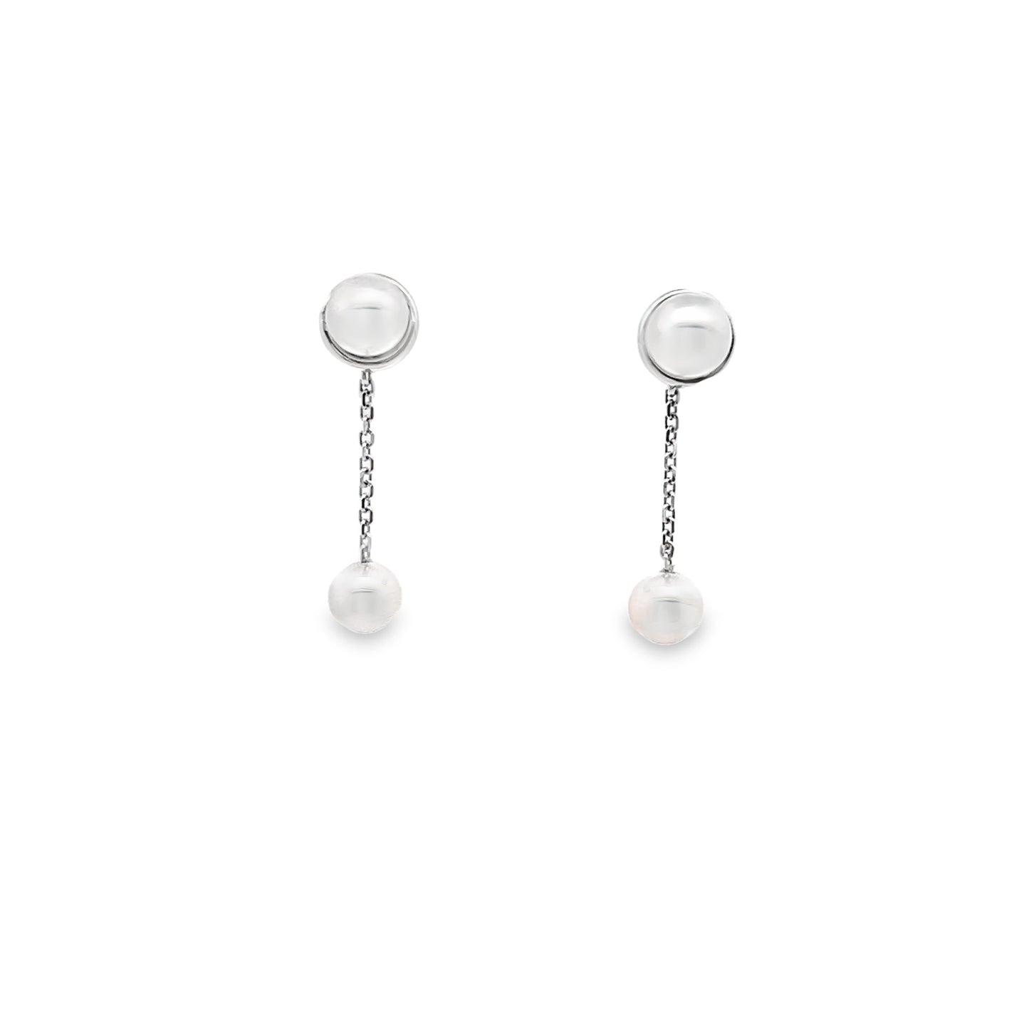 Akoya Pearl Studs with Detachable Pearl Drops in White Gold