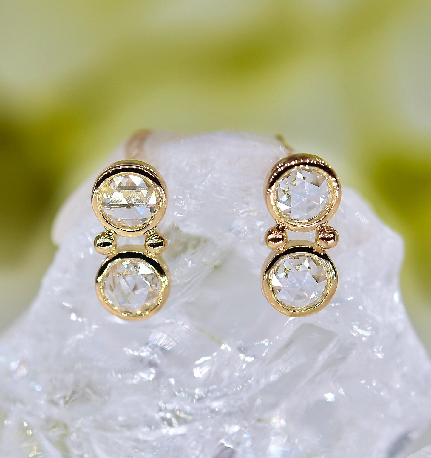 Double Rose-cut Diamond Stud Earrings in Yellow Gold