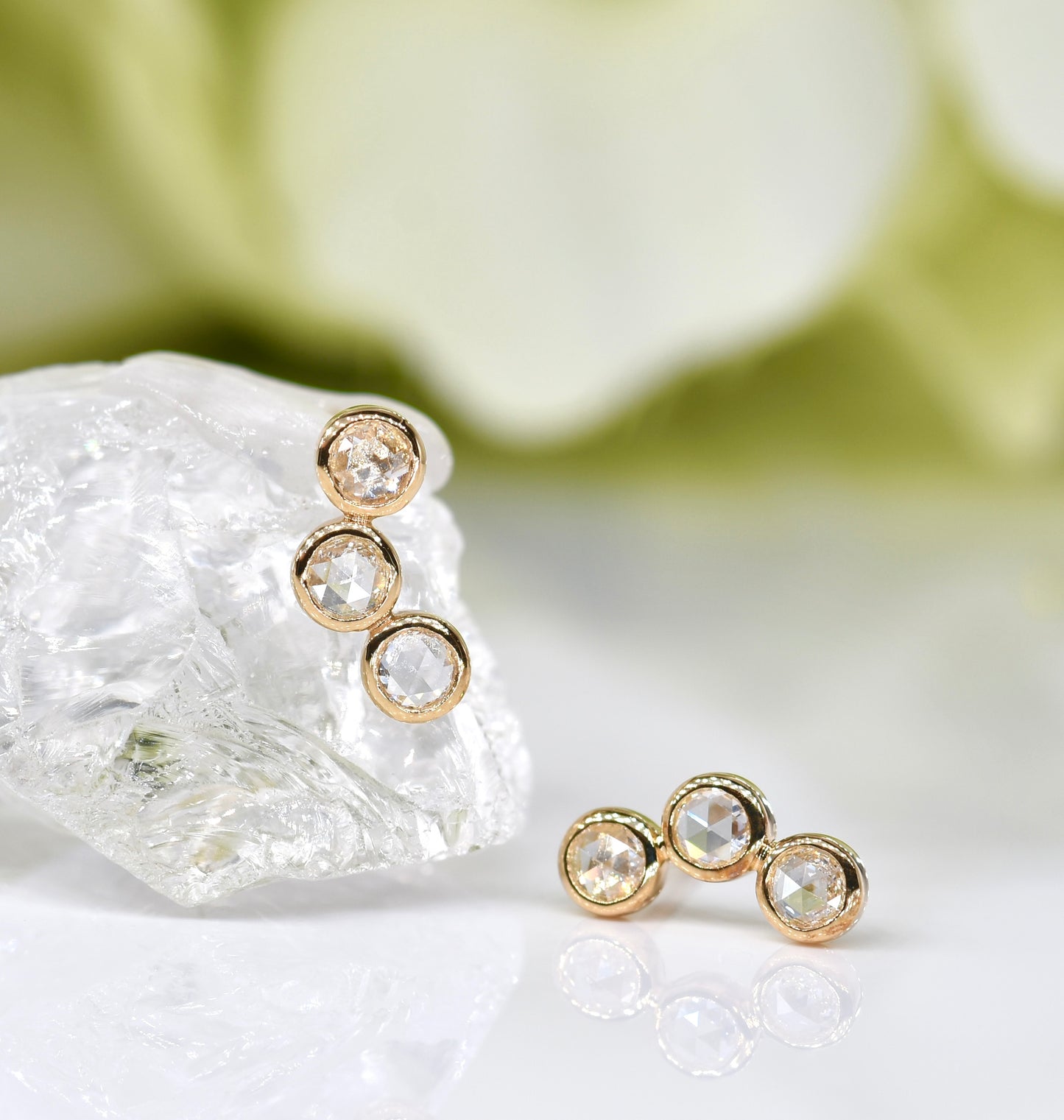 Rose-cut Diamond Earrings in Yellow Gold