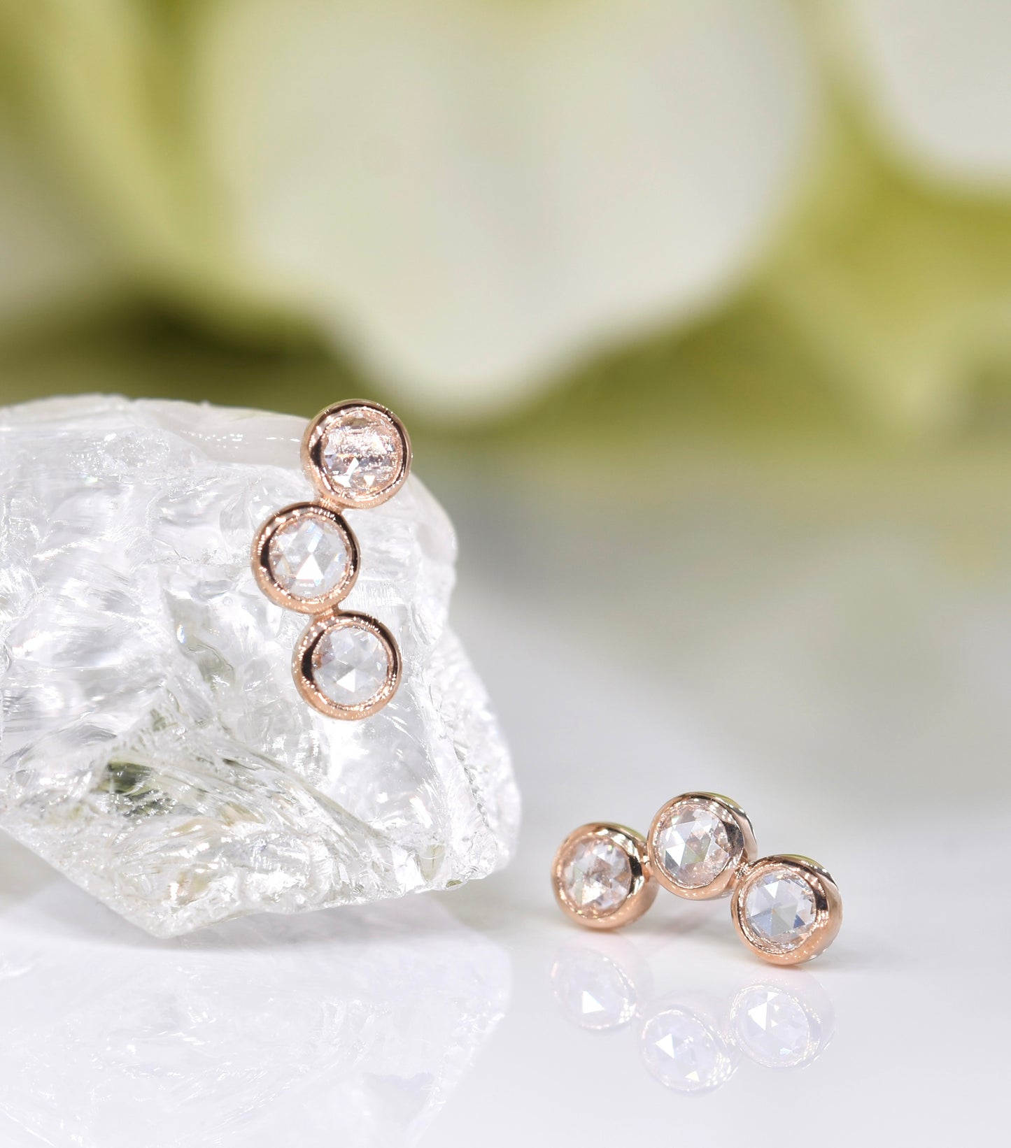 Rose-cut Diamond Earrings in Rose Gold