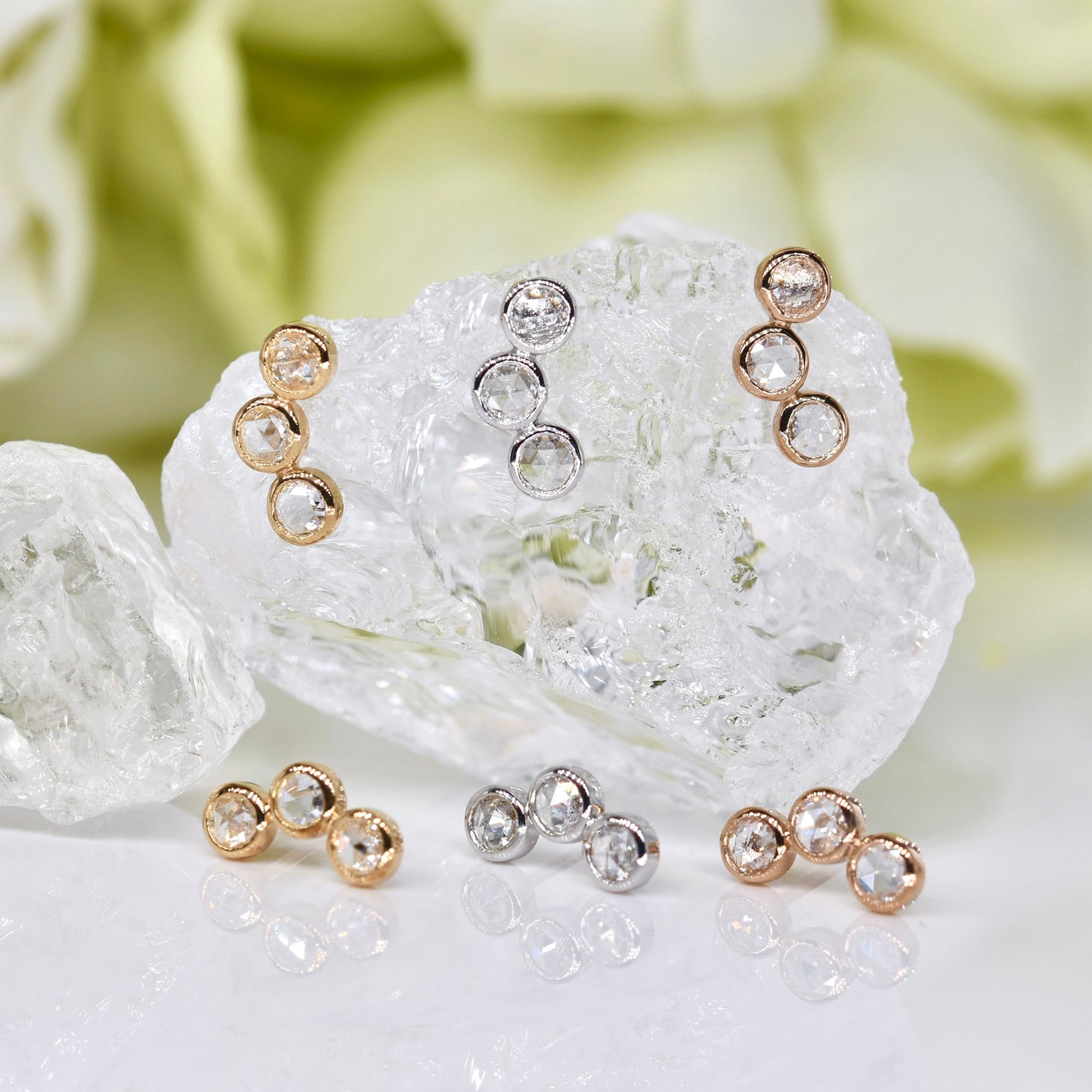 Rose-cut Diamond Earrings in Yellow Gold