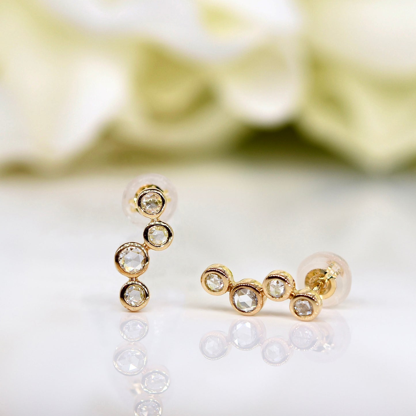 Rose-cut Diamond Cascade Earrings