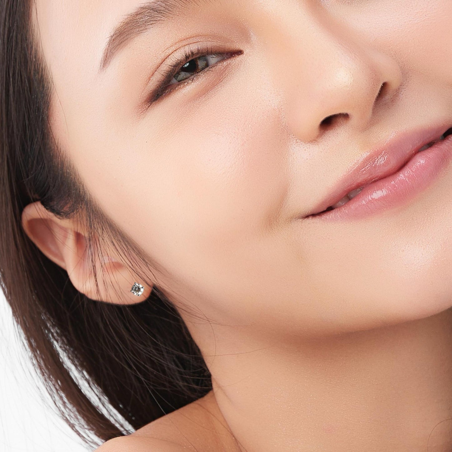 Lily-cut 1.05ct Lab-grown Diamond Studs in Rhodium Plated Silver