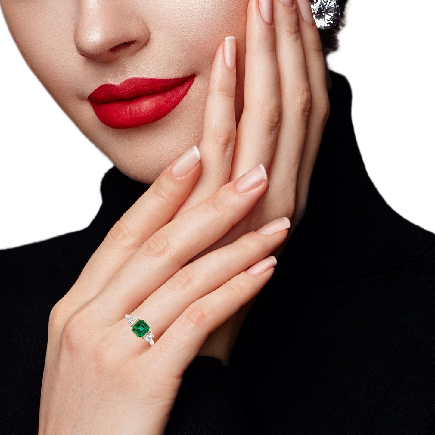 Emerald and Cadillac Diamond Ring