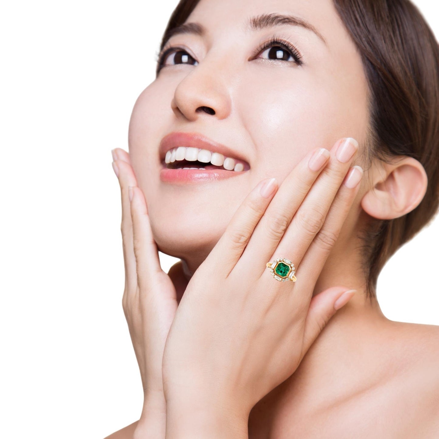 Emerald and Baguette Diamond Ring