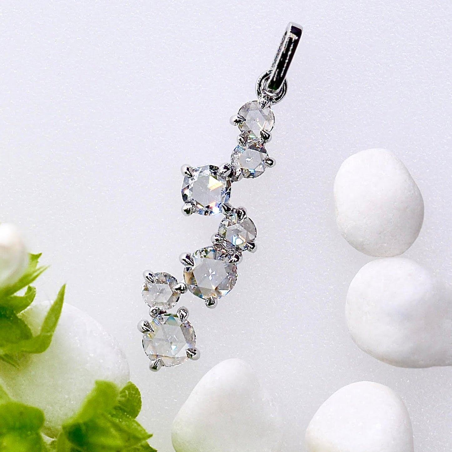 Rose-cut Diamond Pendant in White Gold