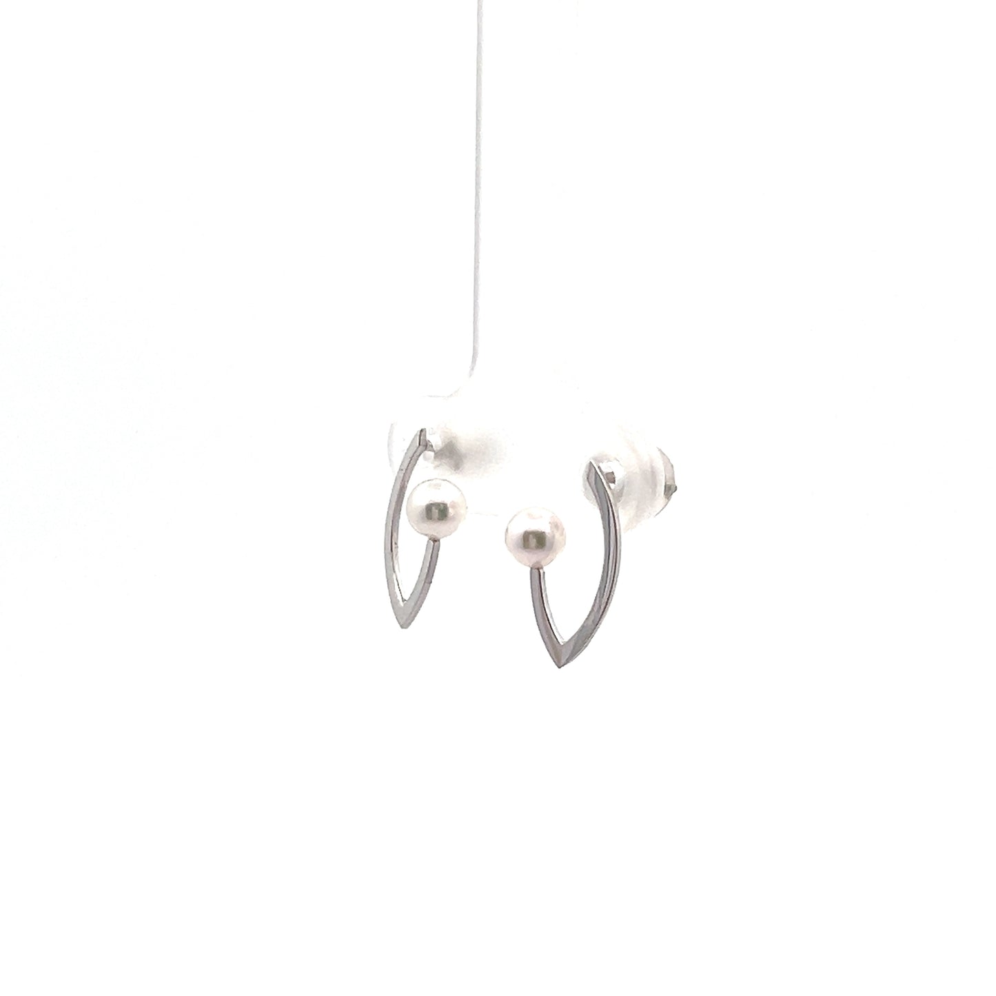 Akoya Pearl Marquise Shape Stud Earrings in White Gold