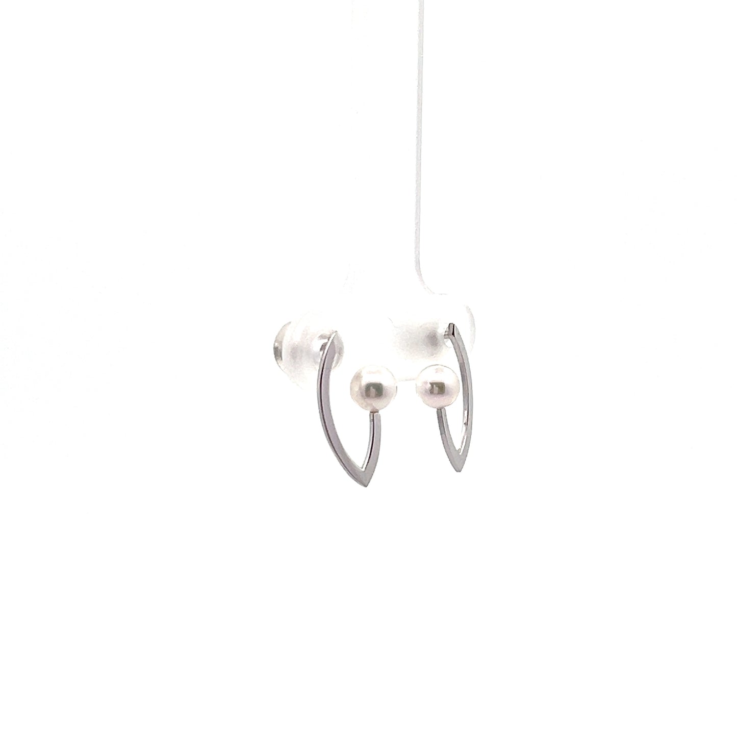 Akoya Pearl Marquise Shape Stud Earrings in White Gold