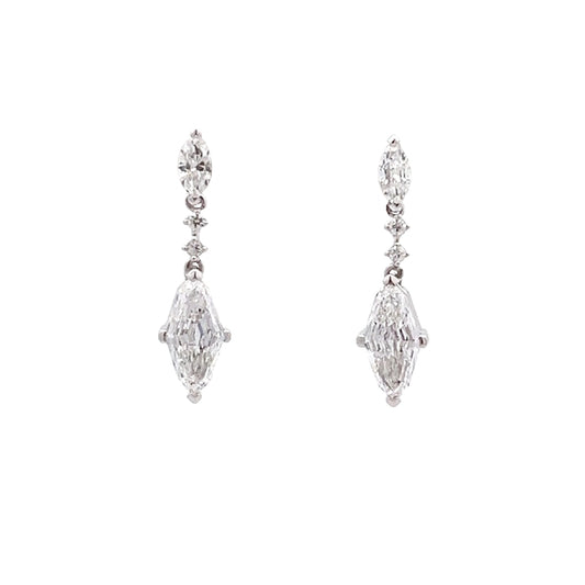Step Marquise 2.06ct Lab-grown Diamond Earring Studs in Platinum