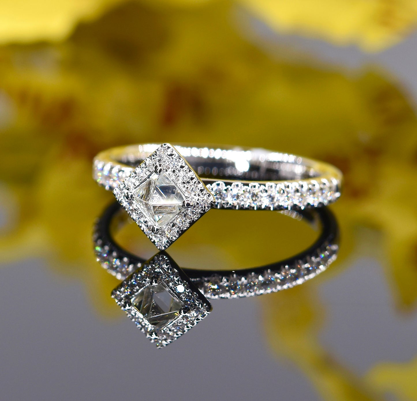 Rough Diamond Solitaire Ring in White Gold