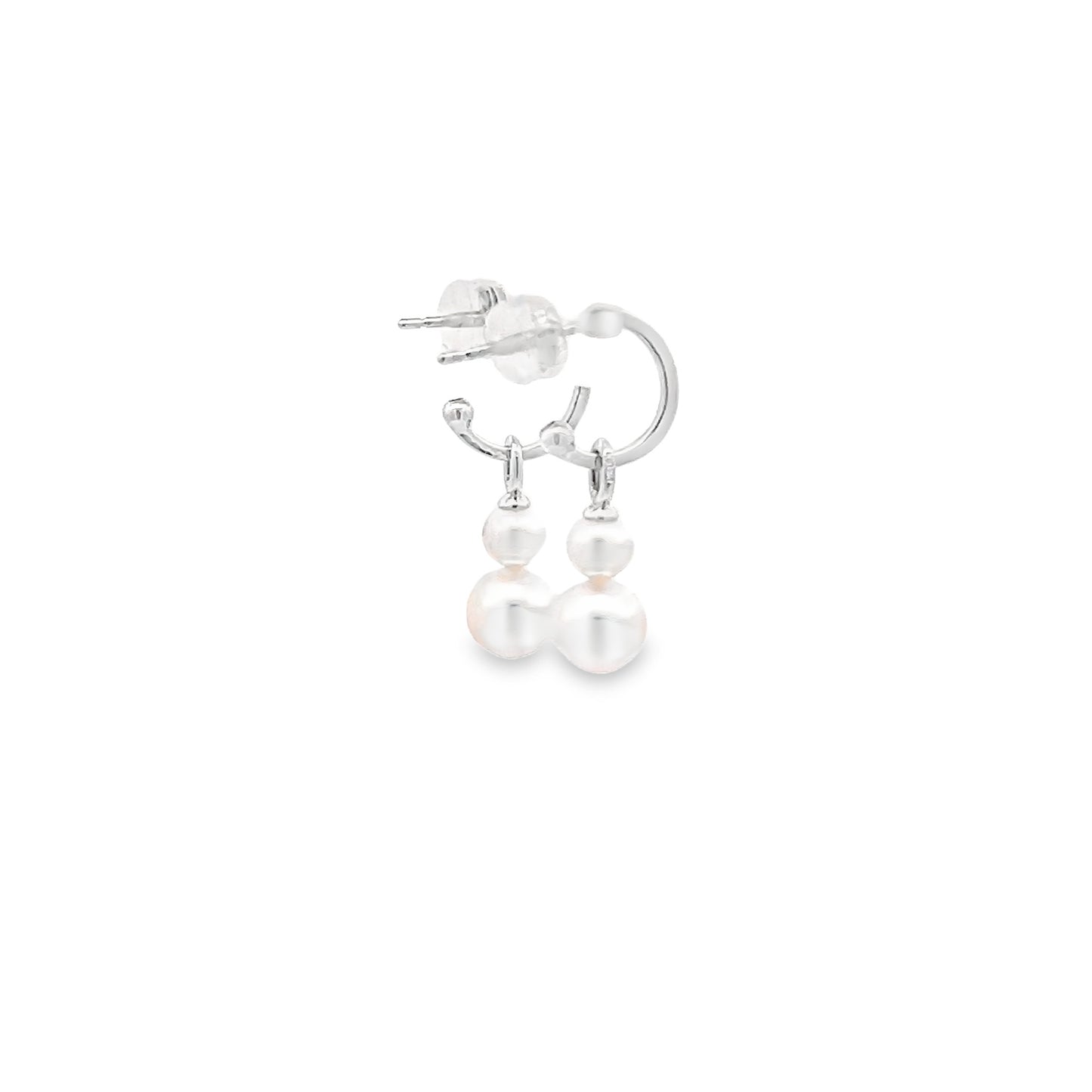 Akoya Pearl Drop Earrings with White Gold Loops