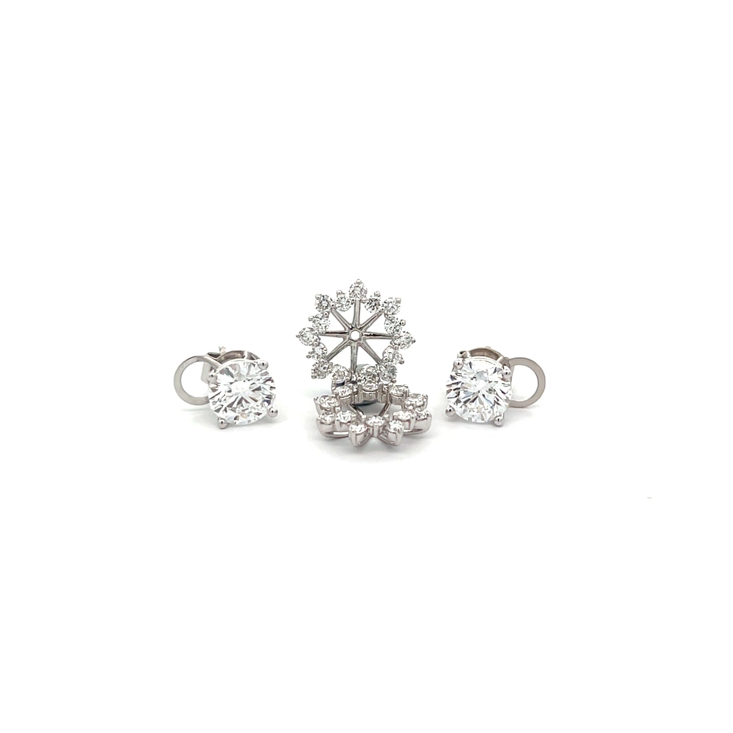 Round 2.70ct Lab-grown Diamond Studs with Removable Jackets in Platinum