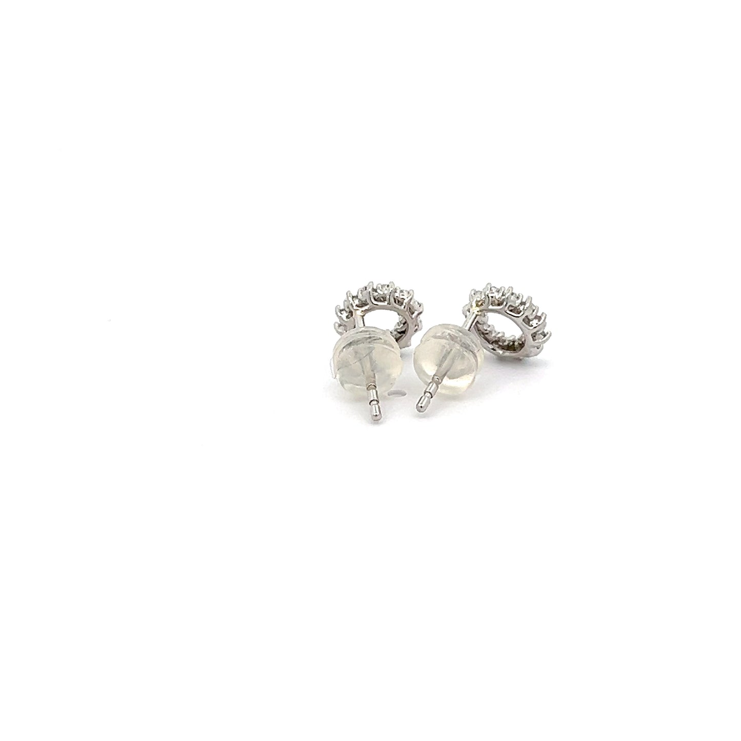 Round eternity studs with pear shape lab-grown diamonds in platinum
