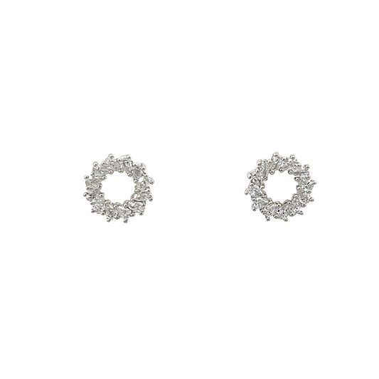 Round eternity studs with pear shape lab-grown diamonds in platinum