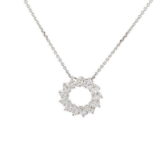Round eternity necklace with pear shape lab-grown diamonds in platinum