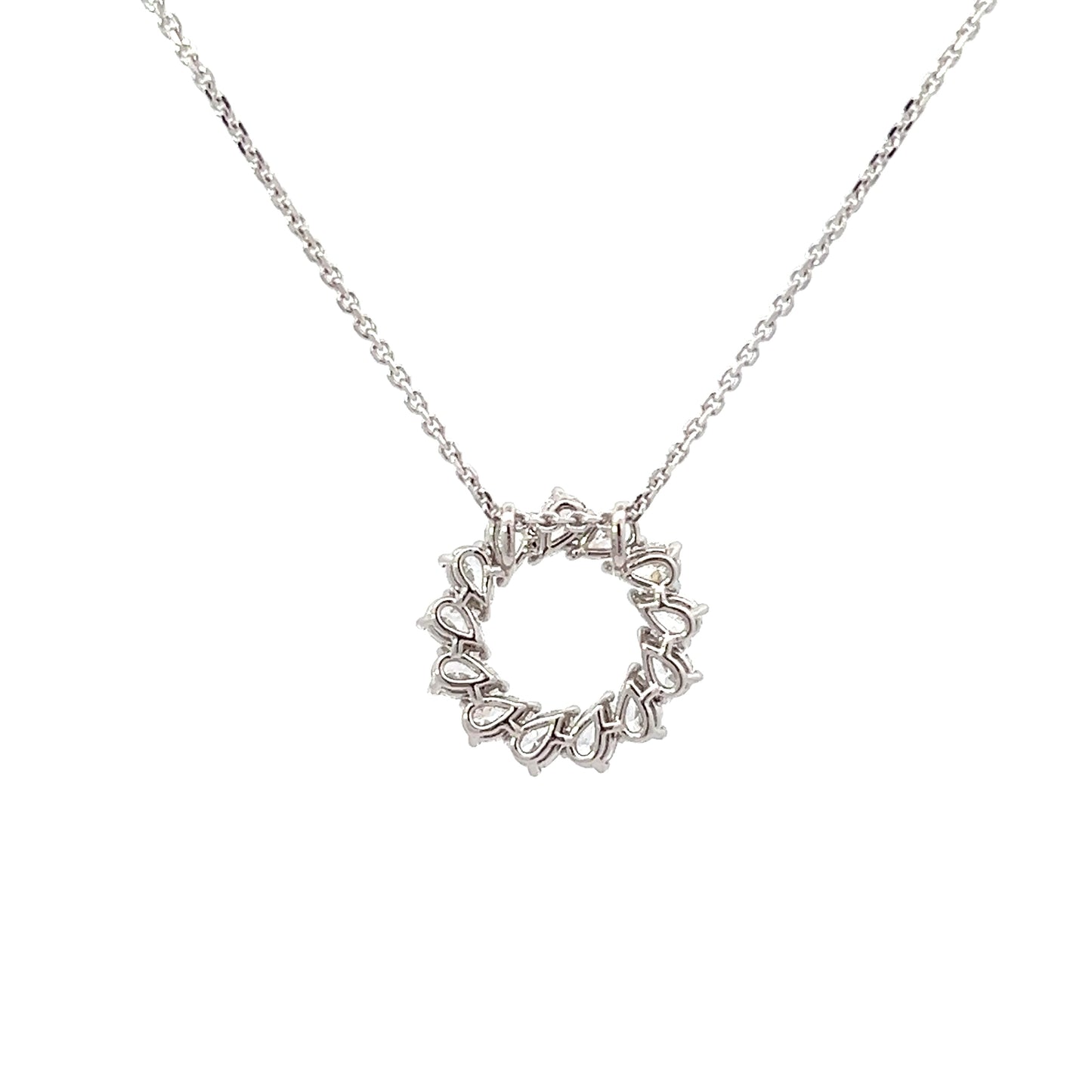 Round eternity necklace with pear shape lab-grown diamonds in platinum