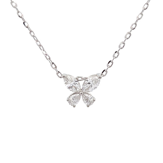 Butterfly Necklace with Marquise and Pear Shape Lab-grown Diamonds in Platinum
