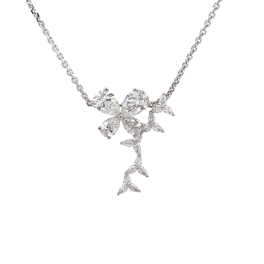 Butterfly Dance Necklace with Pear Shape Lab-grown Diamonds in Platinum