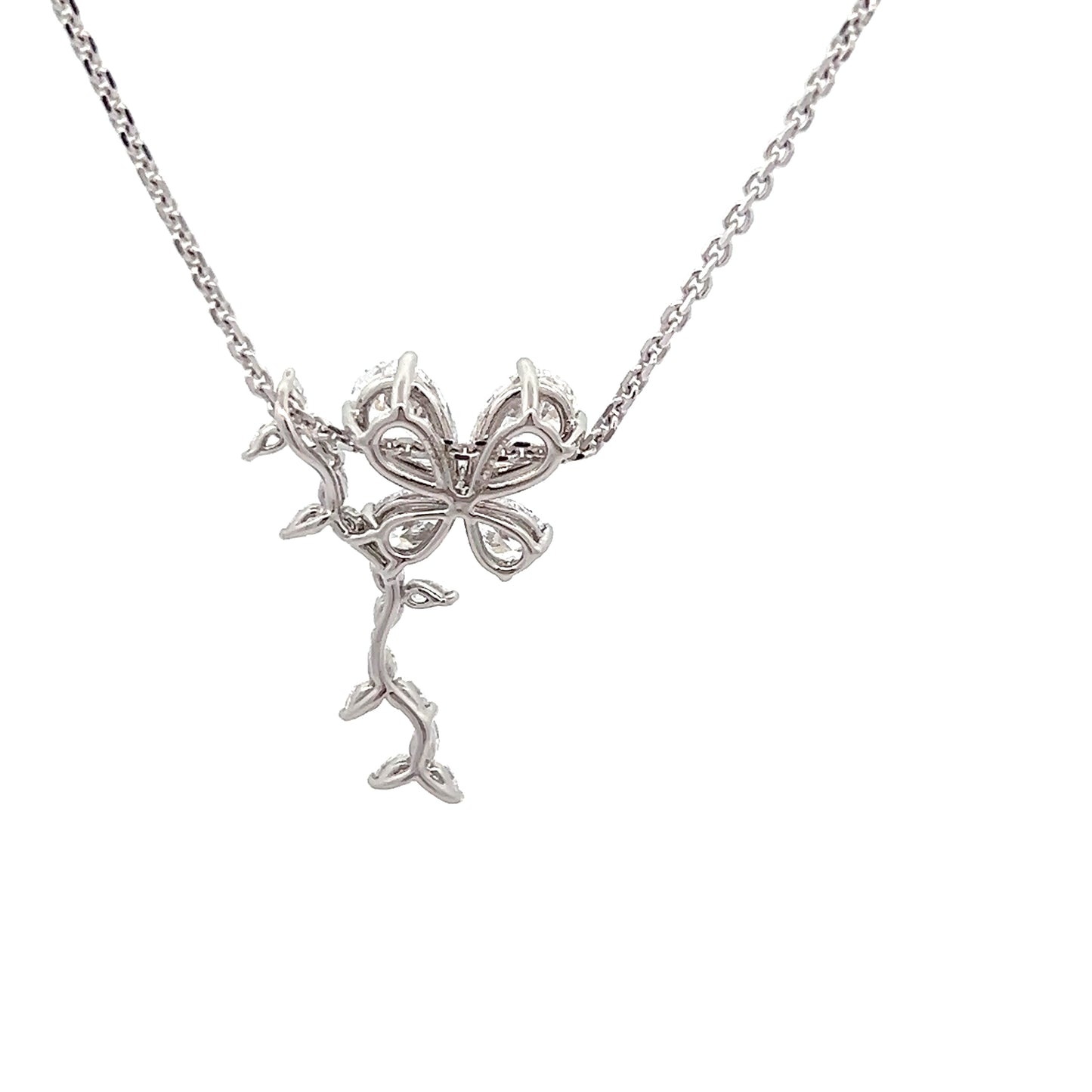 Butterfly Dance Necklace with Pear Shape Lab-grown Diamonds in Platinum