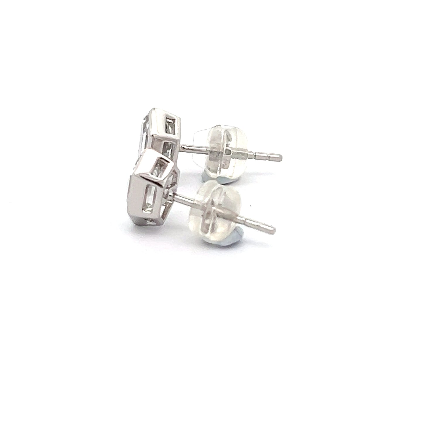 Long Hexagon Lab-grown diamond Studs in Platinum