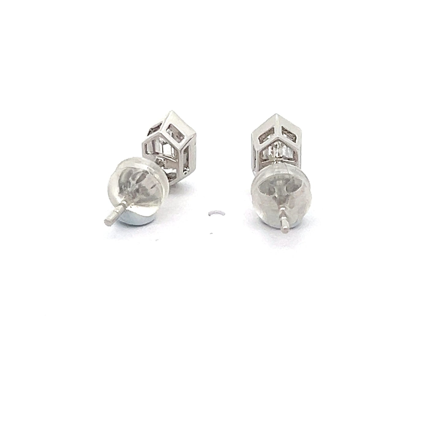 Long Hexagon Lab-grown diamond Studs in Platinum
