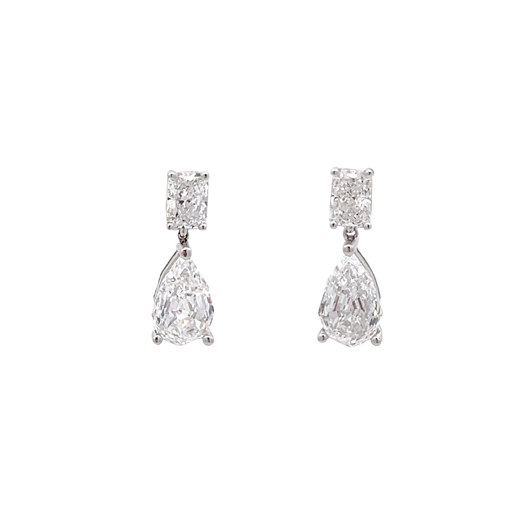 Step Pear 2.04ct Lab-grown Diamond Earring Studs in Platinum