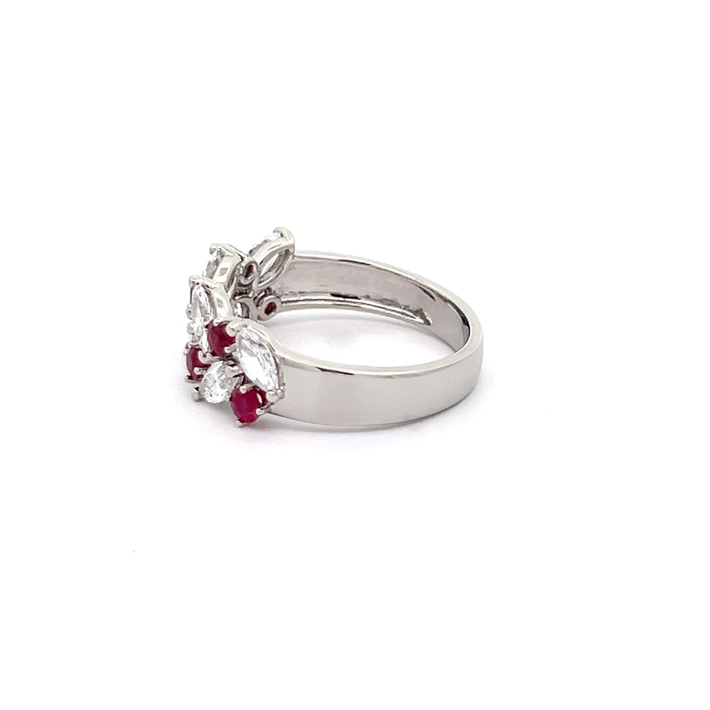 Marquise Lab-grown Diamond and Ruby Ring in Platinum
