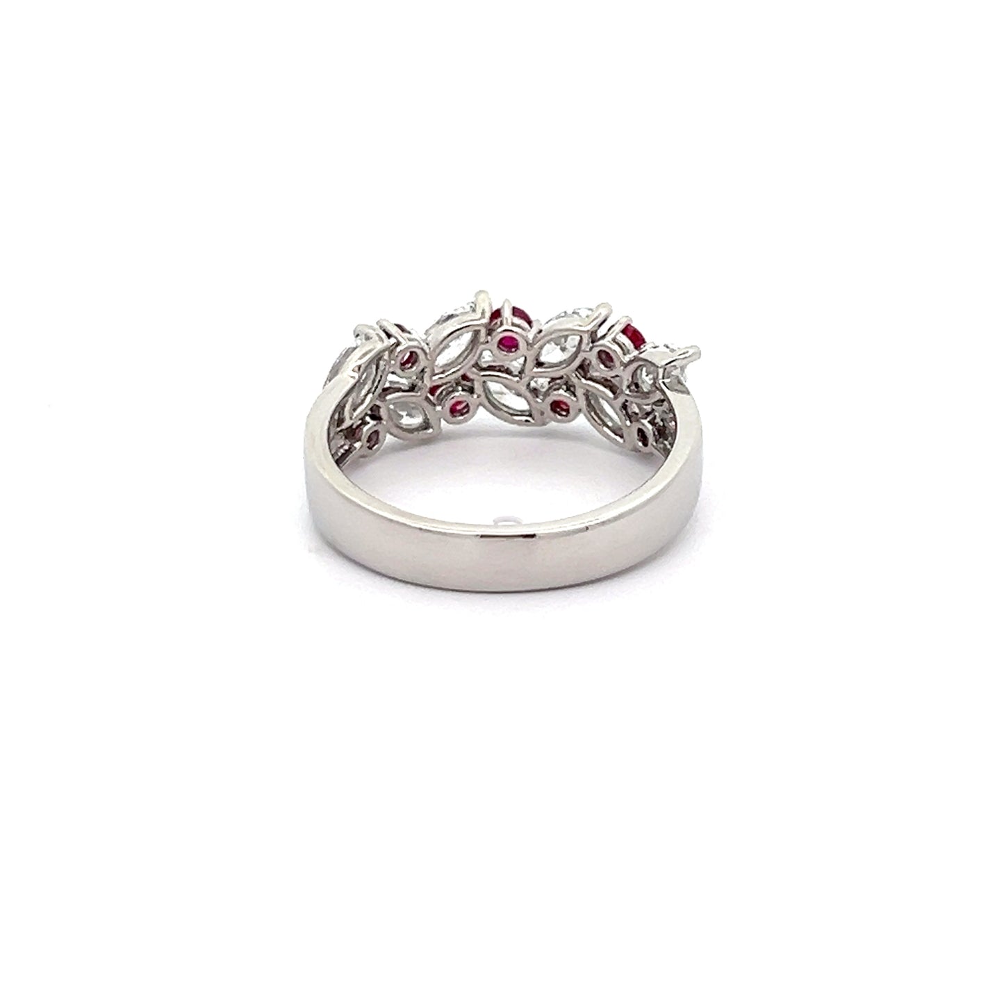 Marquise Lab-grown Diamond and Ruby Ring in Platinum