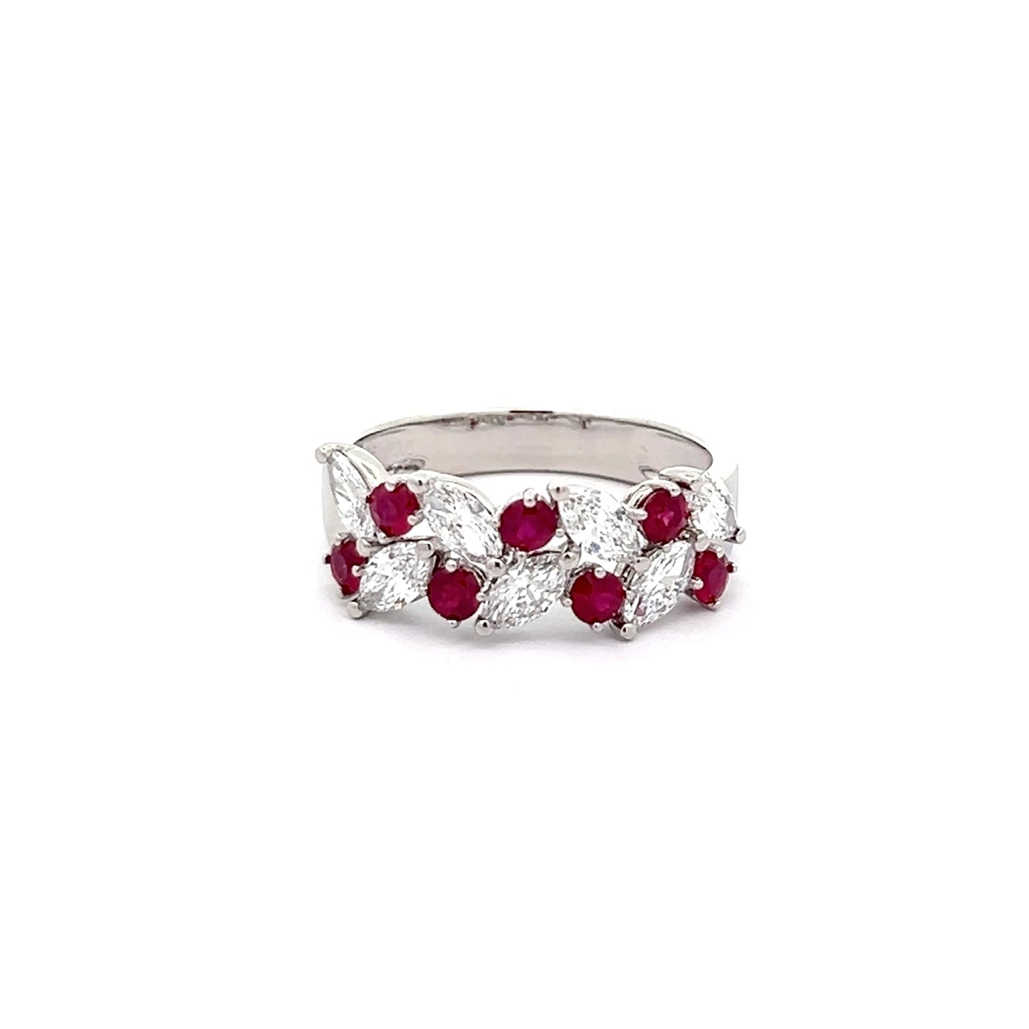 Marquise Lab-grown Diamond and Ruby Ring in Platinum