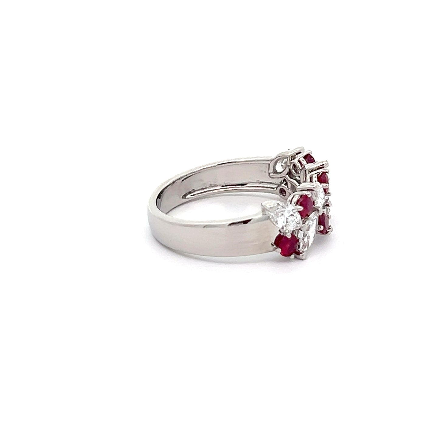 Marquise Lab-grown Diamond and Ruby Ring in Platinum
